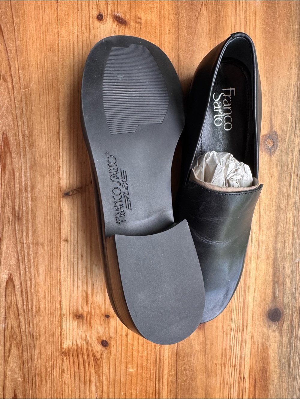NEW Franco Sarto Bocca Flex Black Leather Loafers Shoes Size 9 - Picture 5 of 8